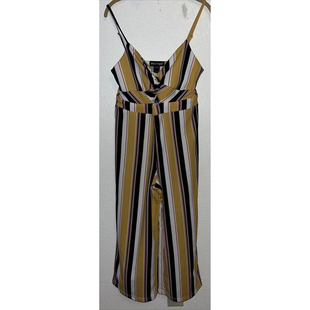 Like An Angel Romper Jumpsuit Striped Mustard Yellow Women’s Sz Large